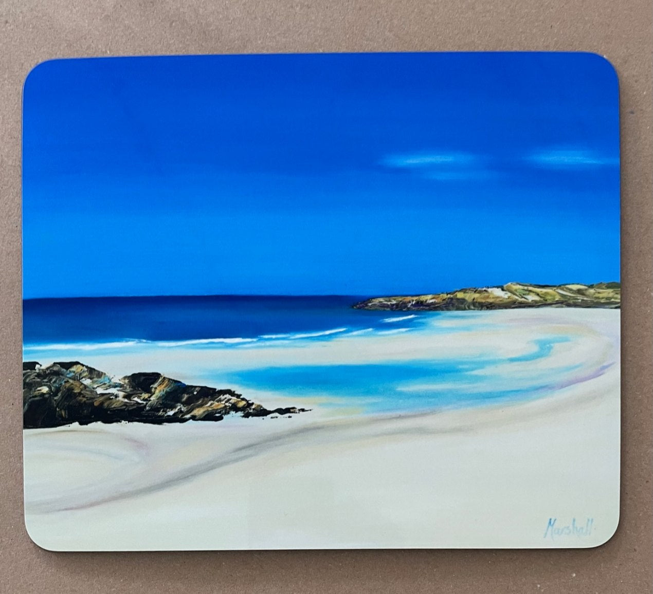 Dining mat of a stormy seascape on Berneray near North Uist, Outer Hebrides.