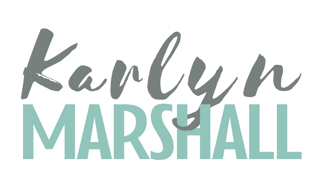 Logo reading Karlyn in a grey serif font with 'Marshall' written in a capitalised sans font in an egg-shell colour.