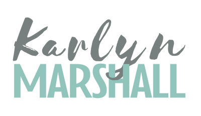 Logo reading Karlyn in a grey serif font with 'Marshall' written in a capitalised sans font in an egg-shell colour.