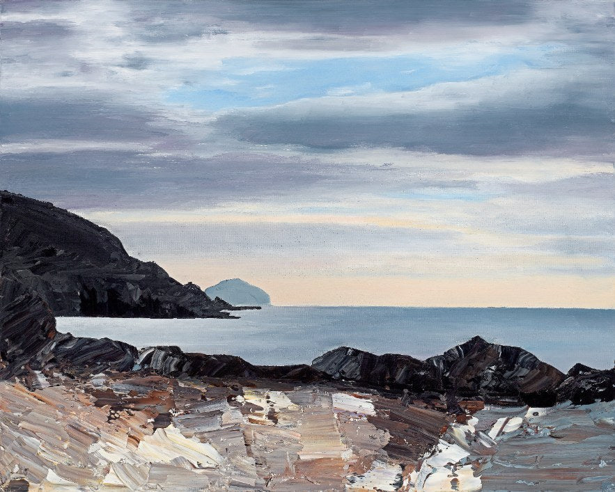 Landscape image with Ailsa Craig in the distance.