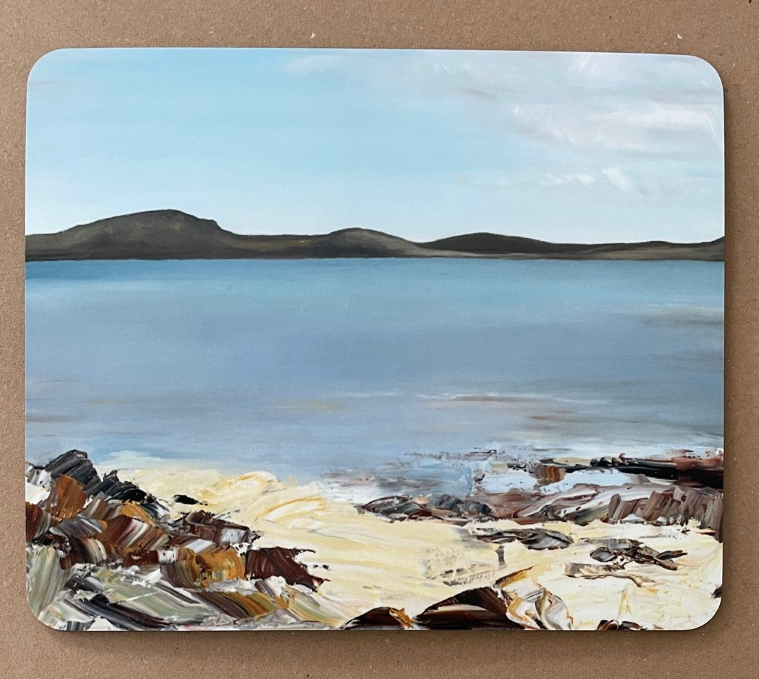 Scottish artist table placemat with an Arran seascape.